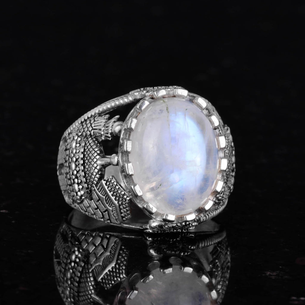 925 Sterling Silver Men's Ring - Lighting Stone — 5