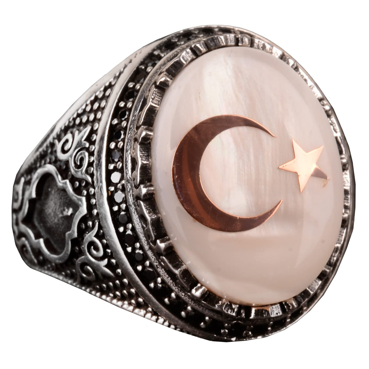 925 Sterling Silver Men's Ring, Malcolm X Ring, Star and Crescent Ring
