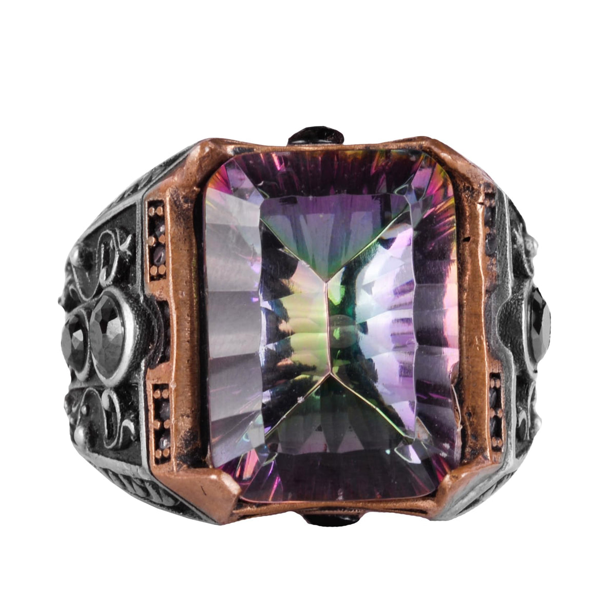 925 Sterling Silver Ring - Synthetic Stone Ring for Men - Handmade Ring