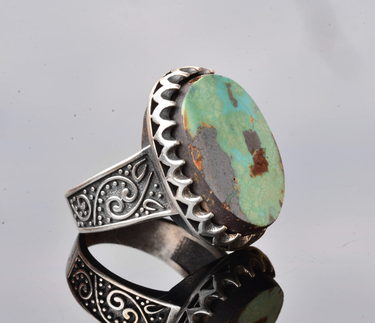 Natural Arizona Turquoise Stone Large Ring — 4