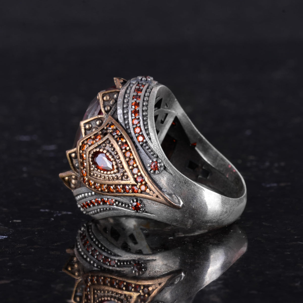 925 Sterling Silver Ring - Artificial Stone Ring - Handmade Stylish Ring (Artificial Paraiba) — 7