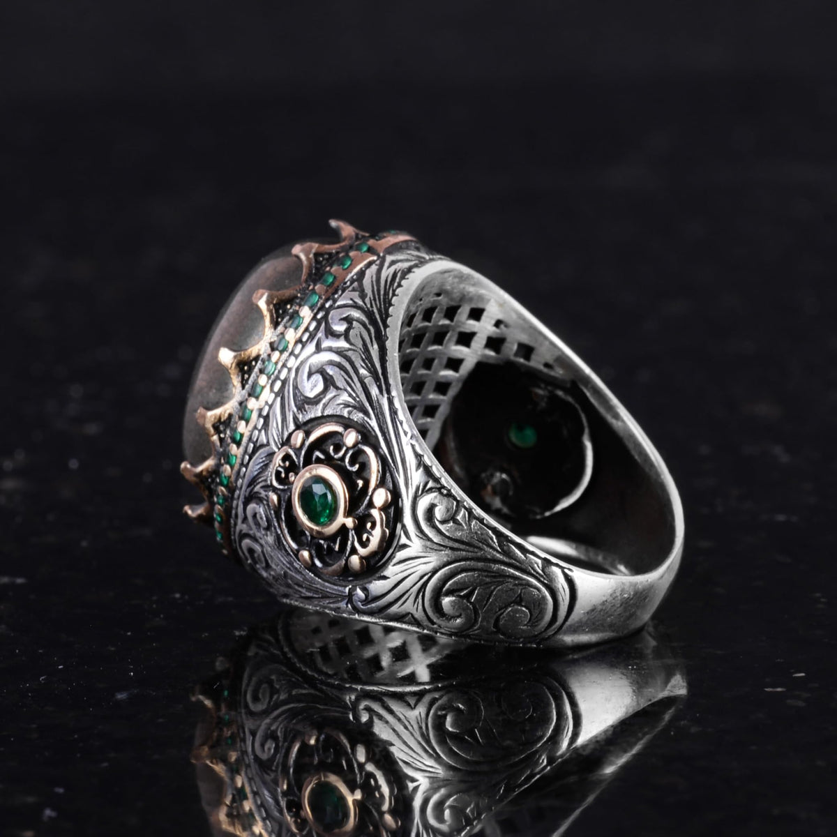 Natural Stone Ring - 925 Sterling Silver Handmade Ring — 7