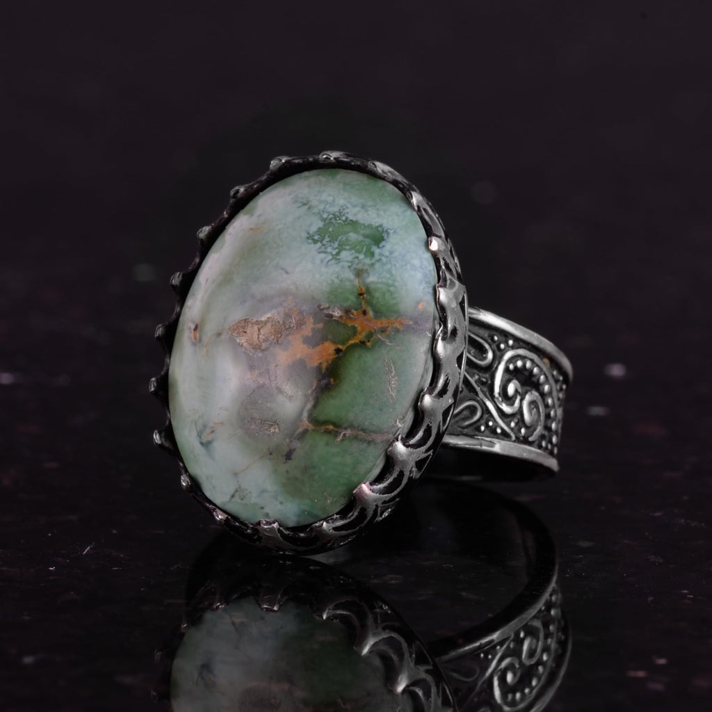 Natural Turquoise Men's Ring - Handmade 925 Sterling Silver Jewelry — 4