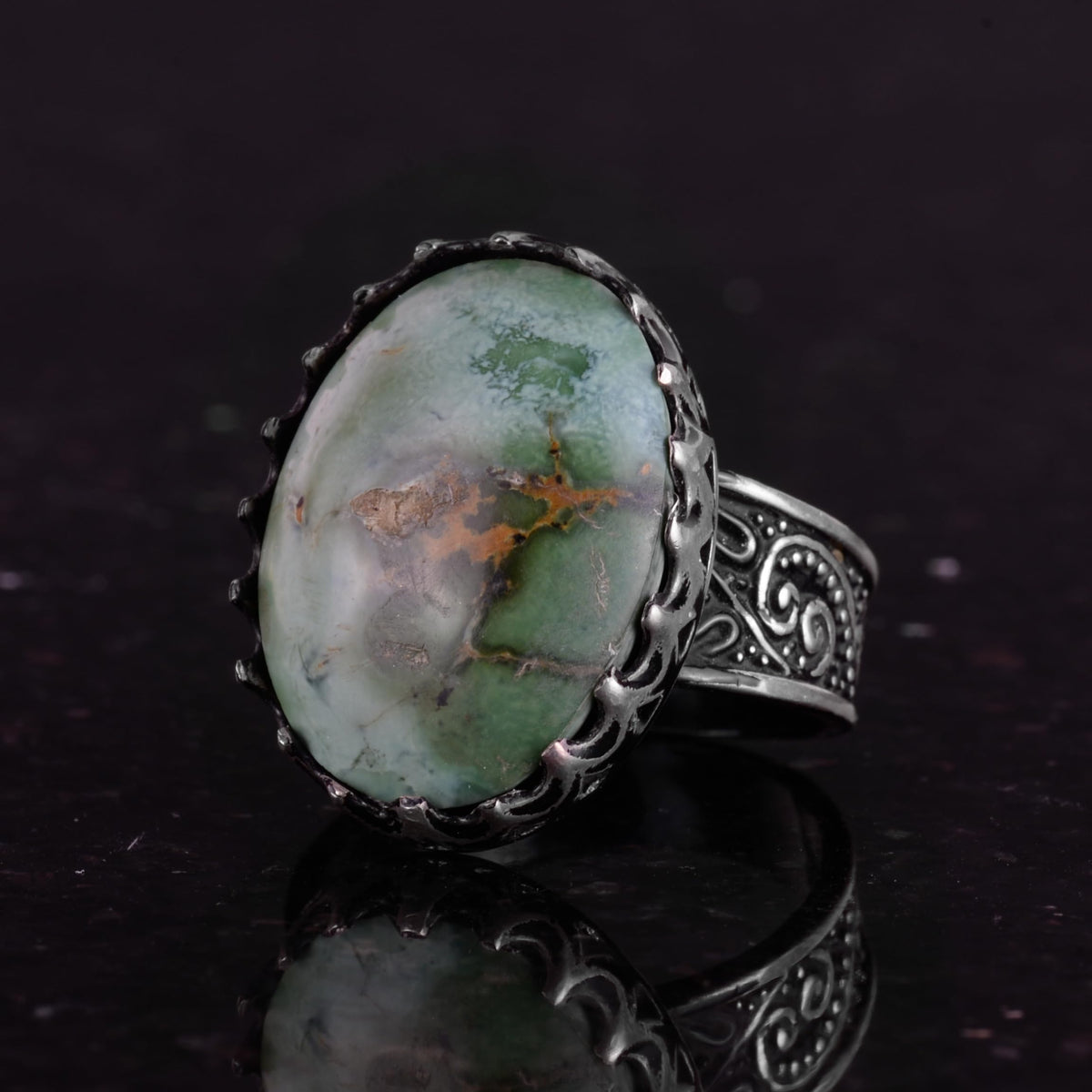 Natural Turquoise Men's Ring - Handmade 925 Sterling Silver Jewelry — 4