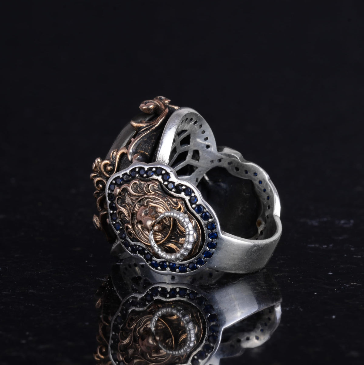 Handmade Pyrite Stone Ring - 925 Sterling Silver Men's Ring — 7