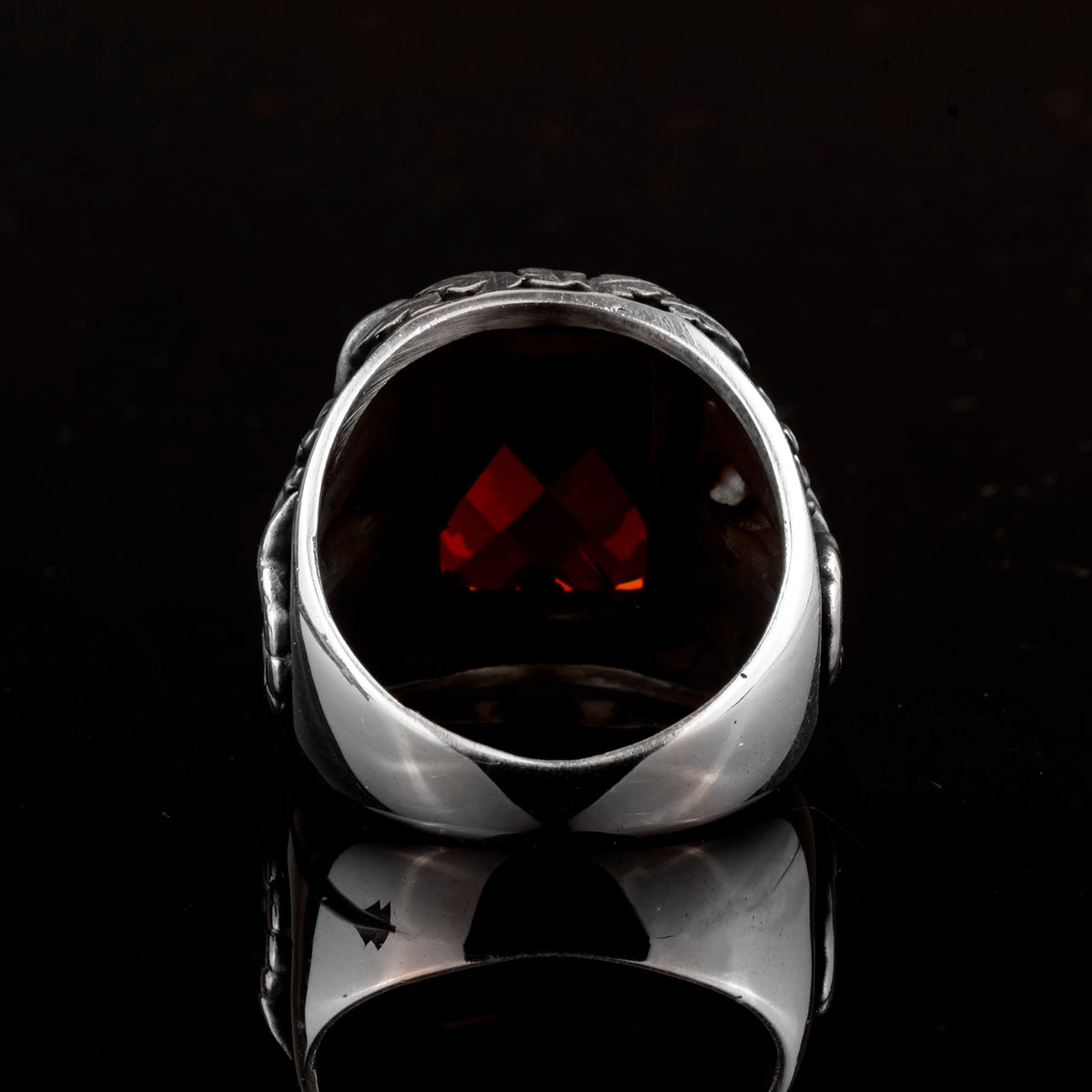 Handmade Ring, 925 Sterling Silver Ring, Synthetic Garnet Stone Ring — 8