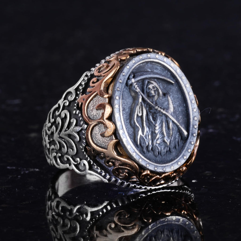 Kambo Grim Reaper Men's Ring - Skull Ring with Grim Reaper Design - 925 Sterling Silver — 5