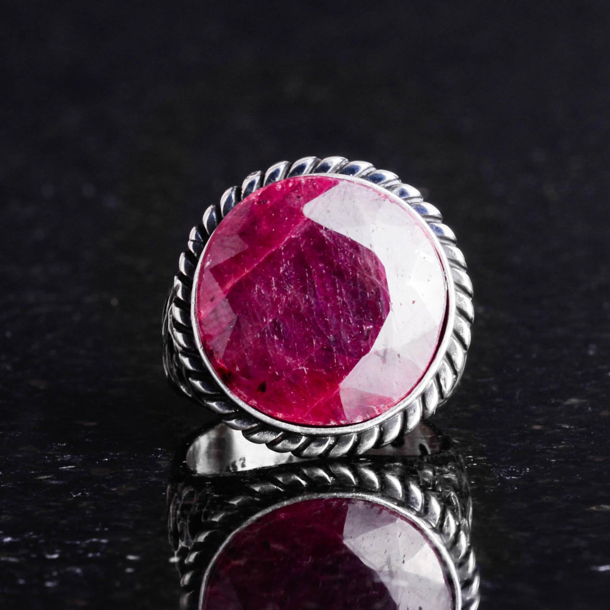 Natural Ruby Stone 925 Sterling Silver Men's Ring — 3