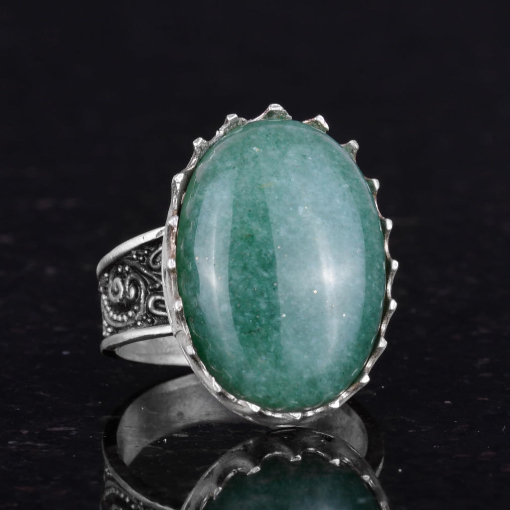 Natural Aventurine Stone Ring - 925 Sterling Silver Handmade Ring — 5