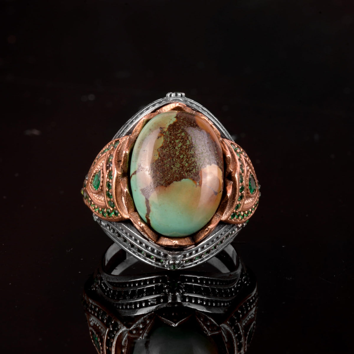 925 Sterling Silver Ring, Natural Arizona Turquoise Stone Ring (Model-3) — 6