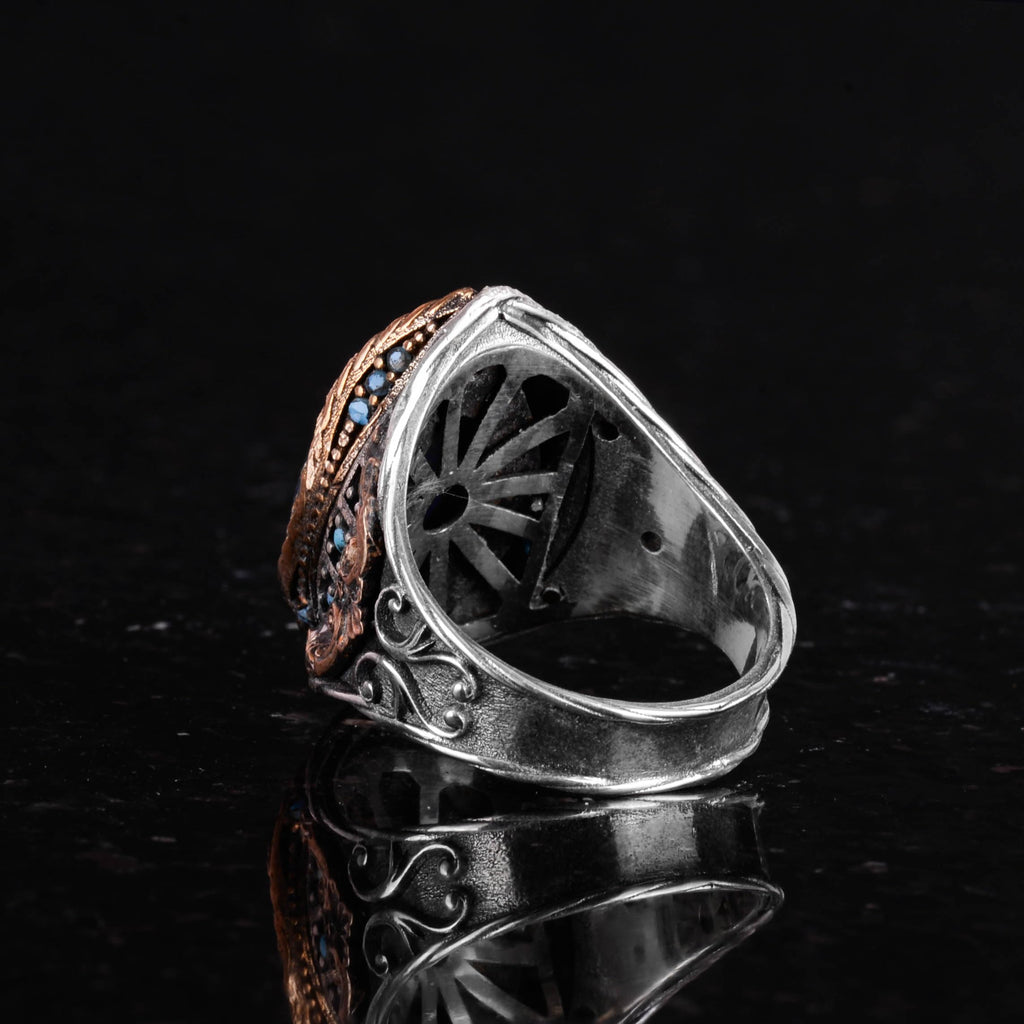 Natural Kyanite Ring, Handcrafted Silver Men's Ring — 6