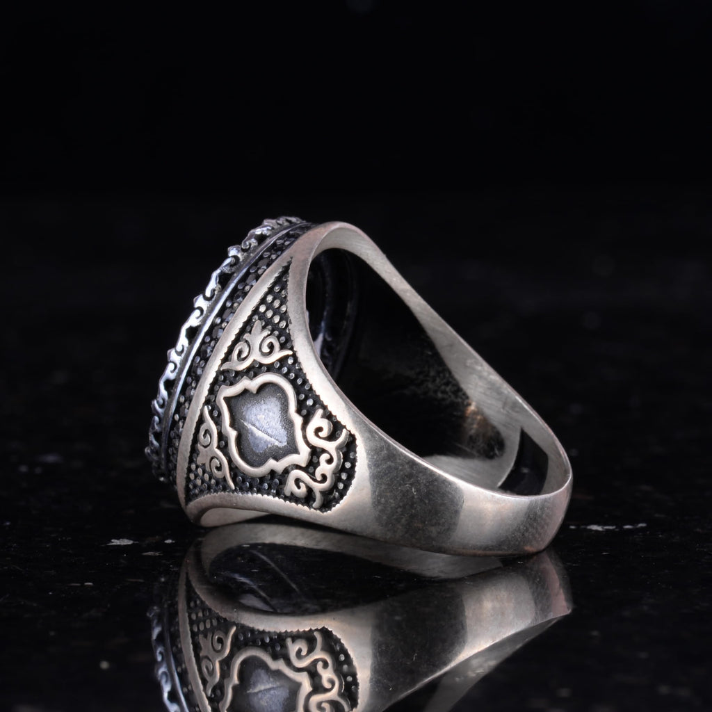 Kambo Silver Men's Ring with Crucifix Design - Symbol of Faith and Devotion - Handmade Religious Jewelry — 7