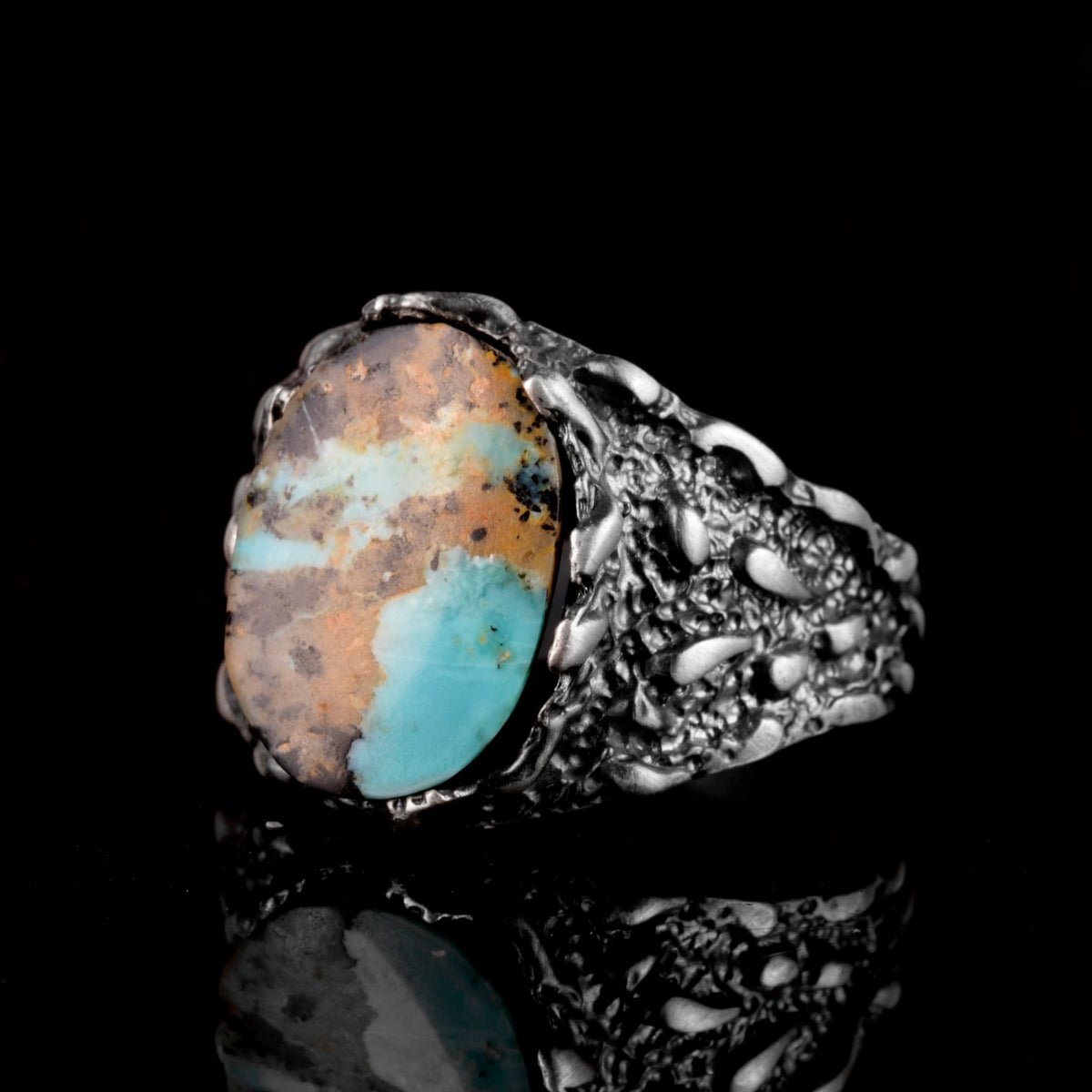 Natural Arizona Turquoise Stone Ring - 925 Sterling Silver Minimalist Ring — 4