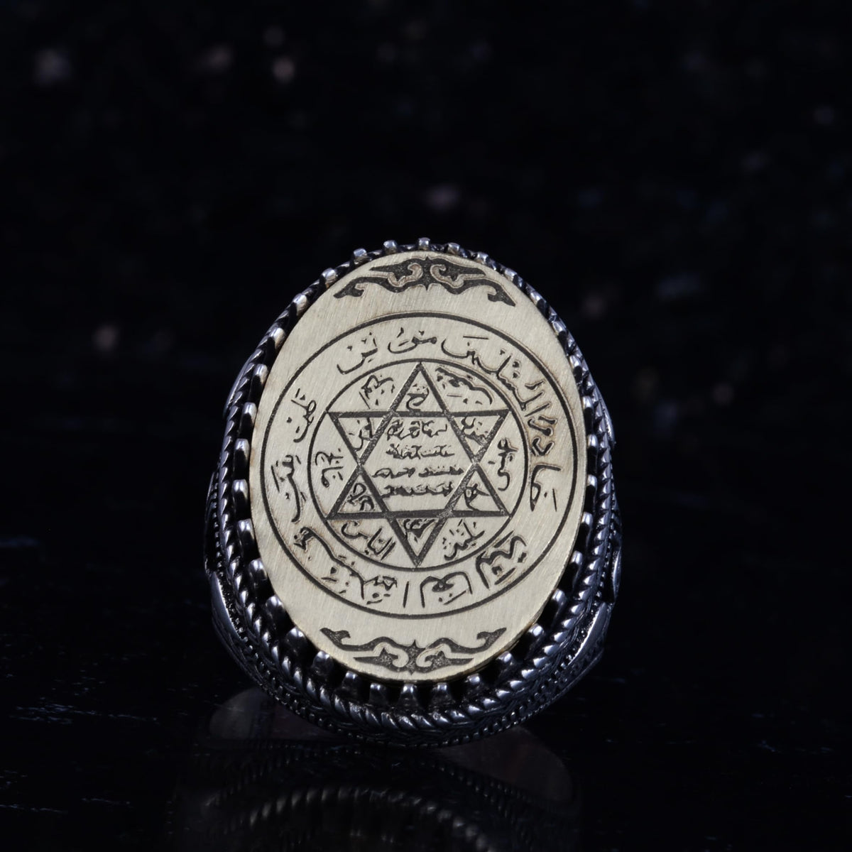 KAMBO Bronze Detailed Star of David Men's Ring – 925 Sterling Silver Seal of Solomon Ring – Handmade Religious Symbol Ring — 4