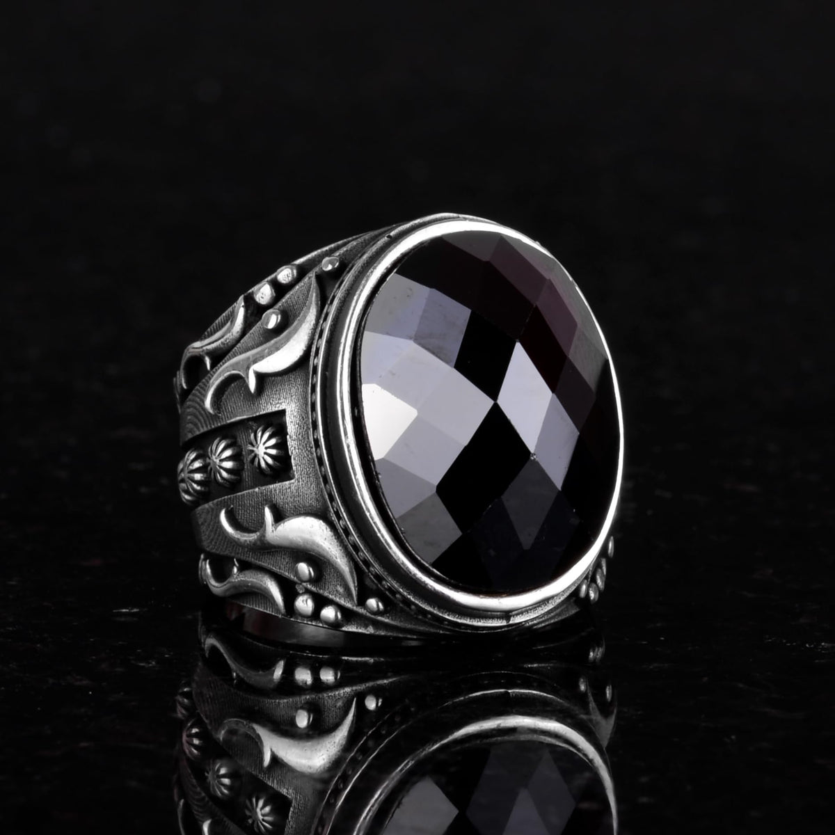 Artificial Stone Ring, 925 Sterling Silver Ring, Designer Silver Men's Ring (Artificial Onyx Stone) — 5