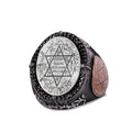 KAMBO Large Men's 925 Sterling Silver Ring – Bronze Star of David Details – Symbolic Statement Ring (Seal of Solomon)