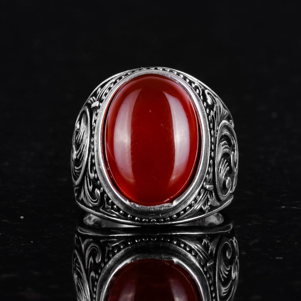 Natural Red Agate Stone Ring — 3