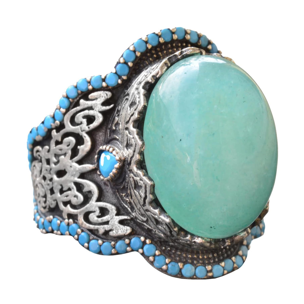 Handmade 925 Sterling Silver Men's Ring Natural Stone