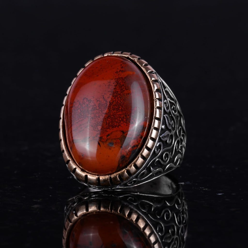 Large Ring, Natural Red Bloodstone Ring, 925 Sterling Silver Ring — 5