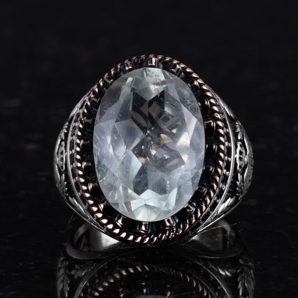 Natural Green Amethyst Stone Handmade Eagle Ring - 925 Sterling Silver — 3