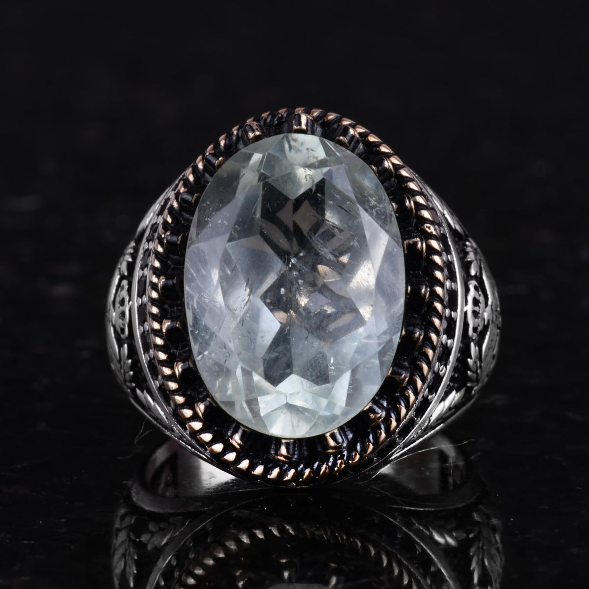 Natural Green Amethyst Stone Handmade Eagle Ring - 925 Sterling Silver — 3