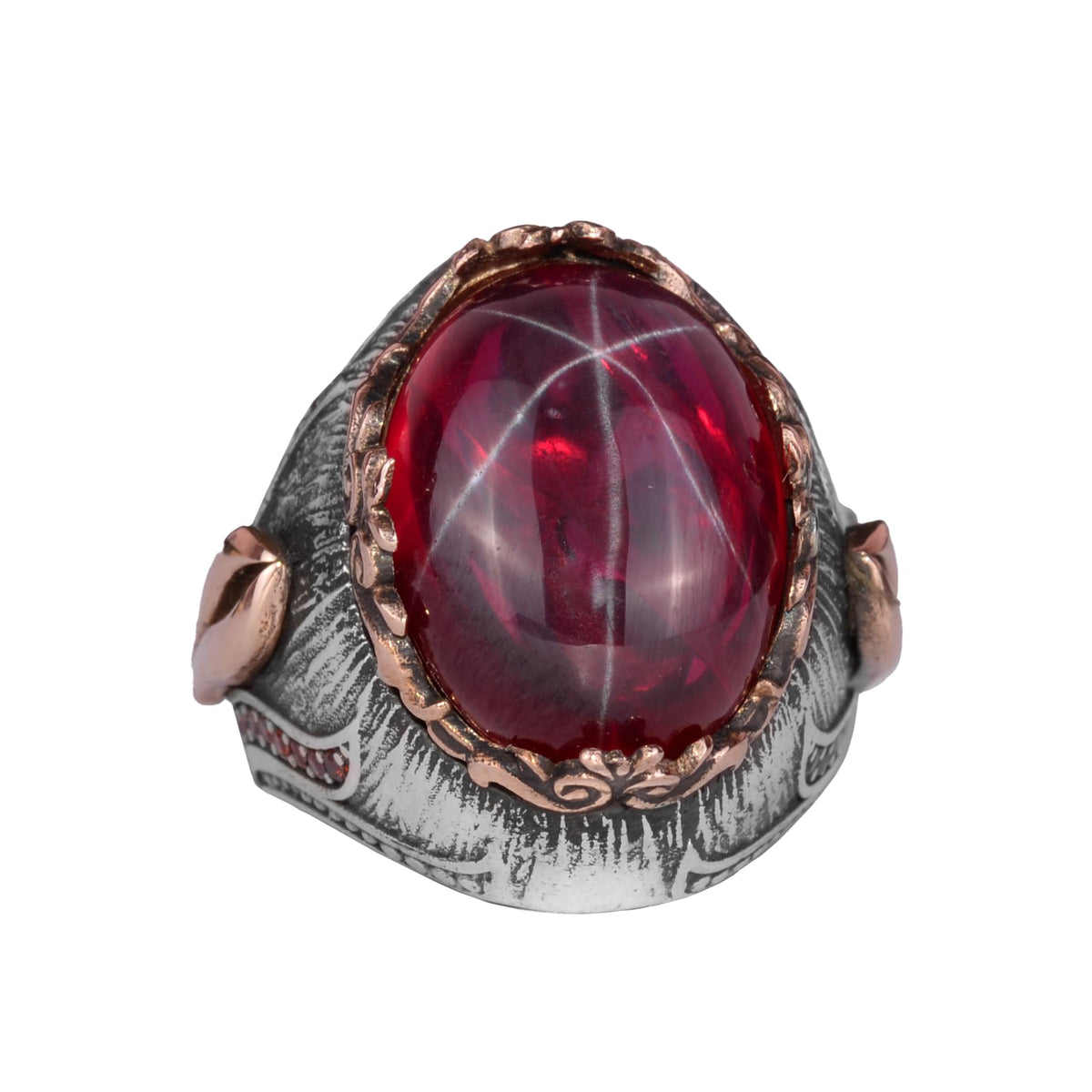 Natural Star Ruby Stone Silver Men's Ring, Handmade Ring, Sultan Ring
