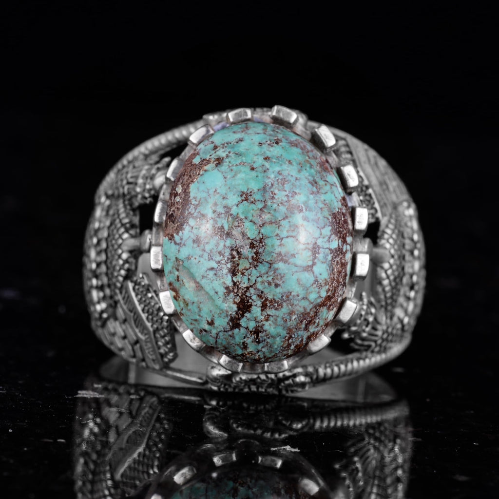 Natural Arizona Turquoise Stone Ring, 925 Sterling Silver Ring (Model-2) — 4