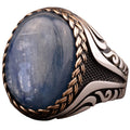 Natural Blue Kyanite Stone Ring - 925 Sterling Silver Men's Ring - Unique Design