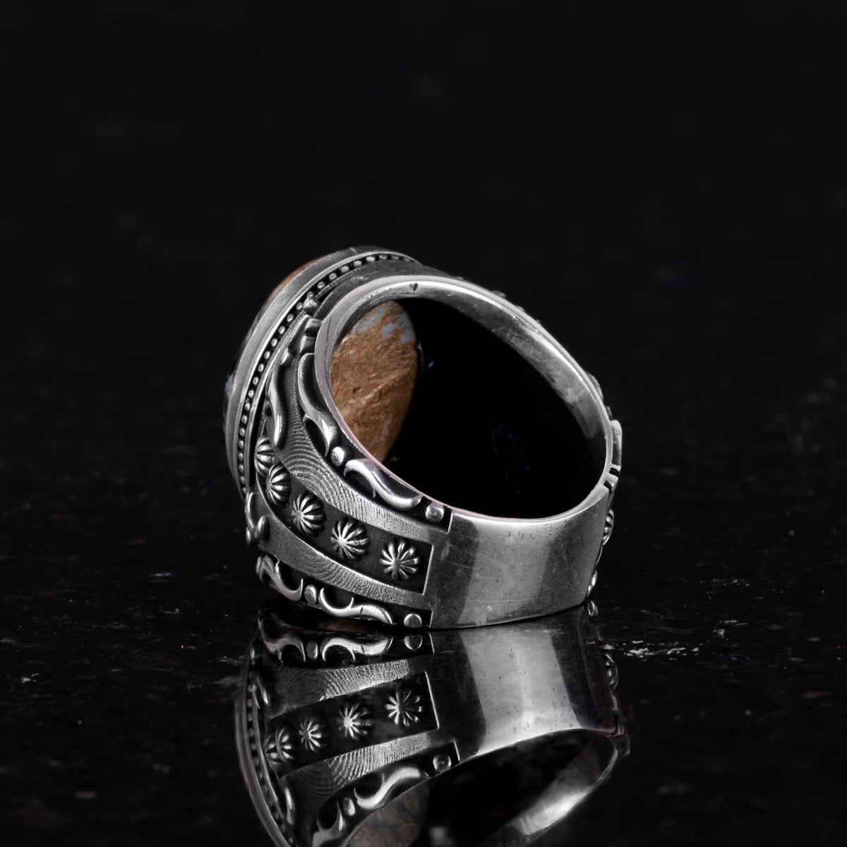Natural Pietersite Stone Ring, 925 Sterling Silver — 7