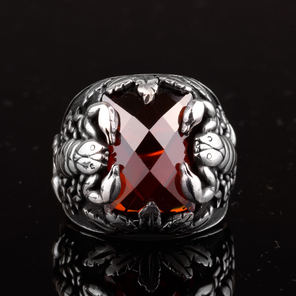 Handmade Ring, 925 Sterling Silver Ring, Synthetic Garnet Stone Ring — 3