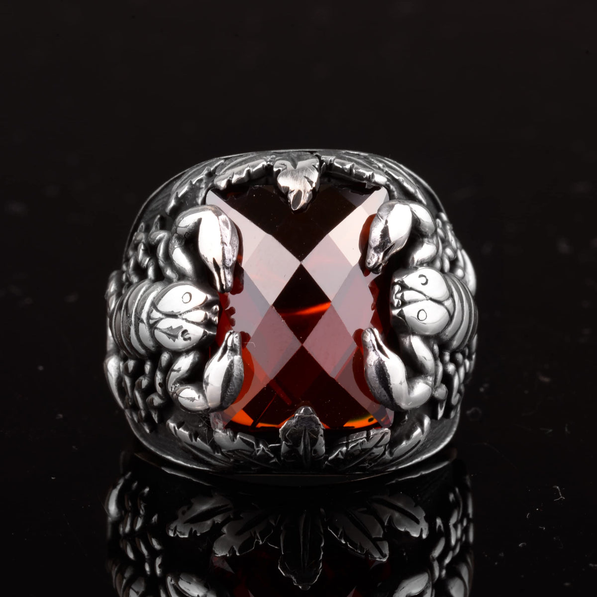 Handmade Ring, 925 Sterling Silver Ring, Synthetic Garnet Stone Ring — 3