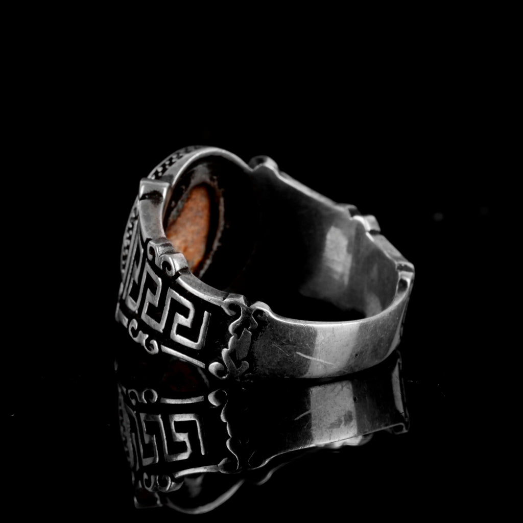 Natural Arizona Turquoise Stone Ring, 925 Sterling Silver Men's Ring (Model-7) — 6
