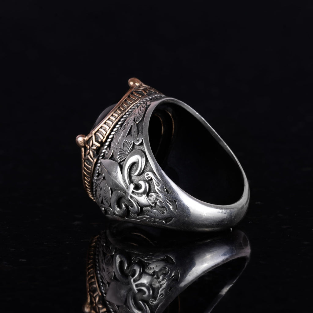 925 Sterling Silver Handmade Men's Ring - Available with Various Natural Stones (Garnet) — 5
