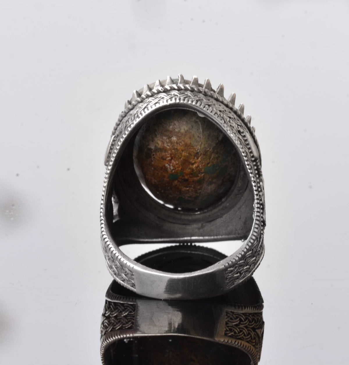 Natural Arizona Turquoise Stone Ring, Ottoman Seal Ring, 925 Sterling Silver — 5