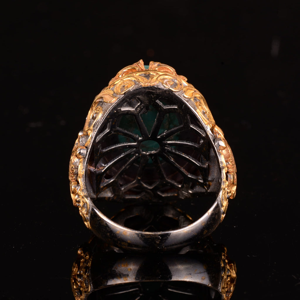 925 Sterling Silver Men's Ring Natural Arizona Turquoise Stone - Bold and Stylish Design, Suitable for Daily Wear and Special Events — 6