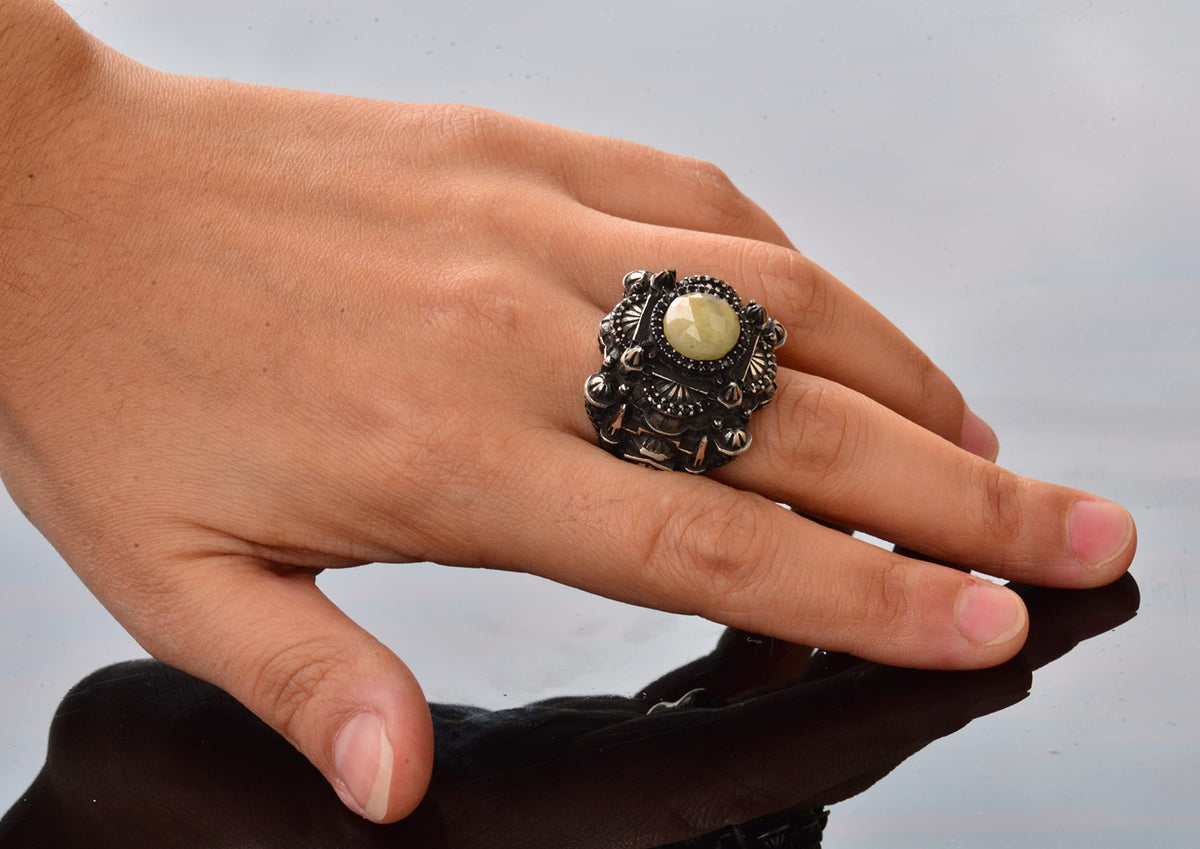Handmade Yellow Sapphire Stone Ring - Islamic Mosque Design — 6