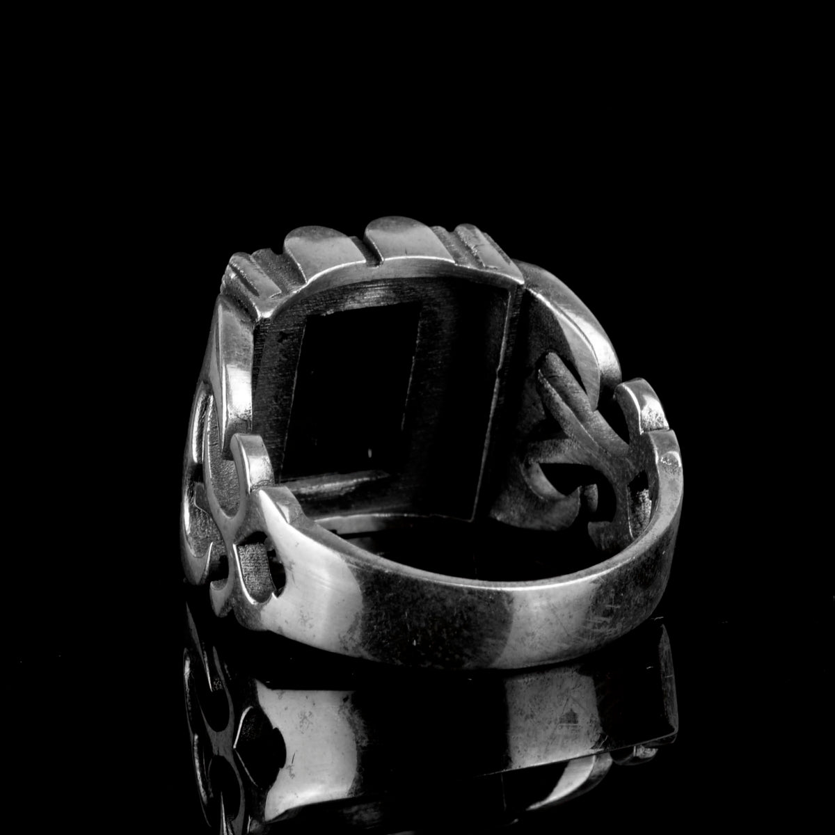 925 Sterling Silver Men's Ring - Real Natural Obsidian Stone — 5