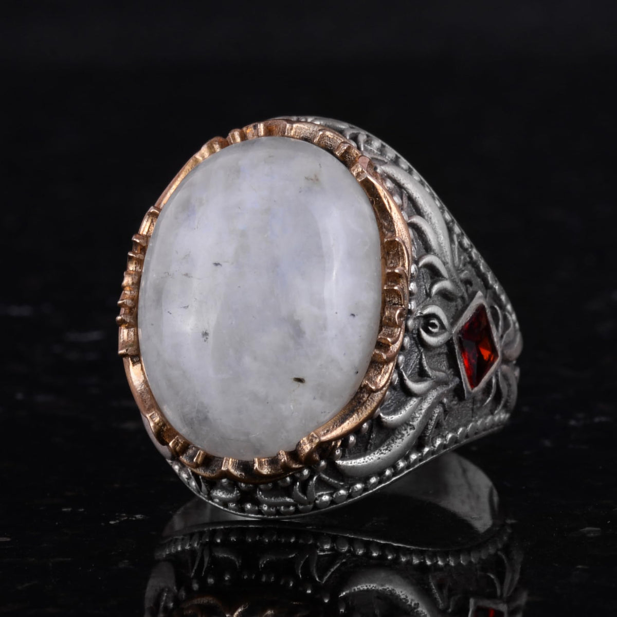 Natural Moonstone Ring - Handmade 925 Sterling Silver Ring — 6
