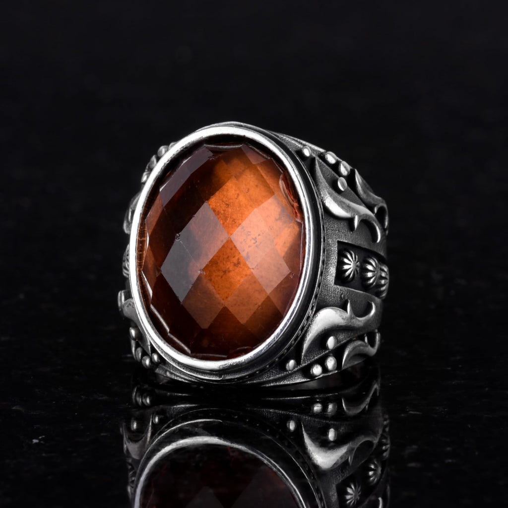 Synthetic Sultanit Stone Ring, 925 Sterling Silver Ring, Design Silver Men's Ring — 4