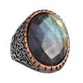 Natural Labradorite Stone Ring, 925 Sterling Silver Ring, Designer Silver Men's Ring