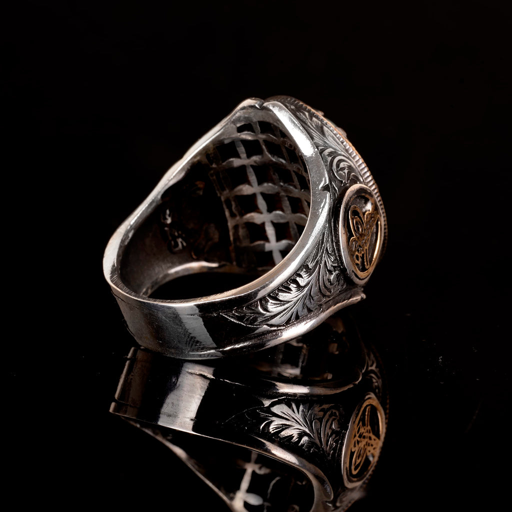 925 Sterling Silver Ring - Natural Green Bloodstone — 5