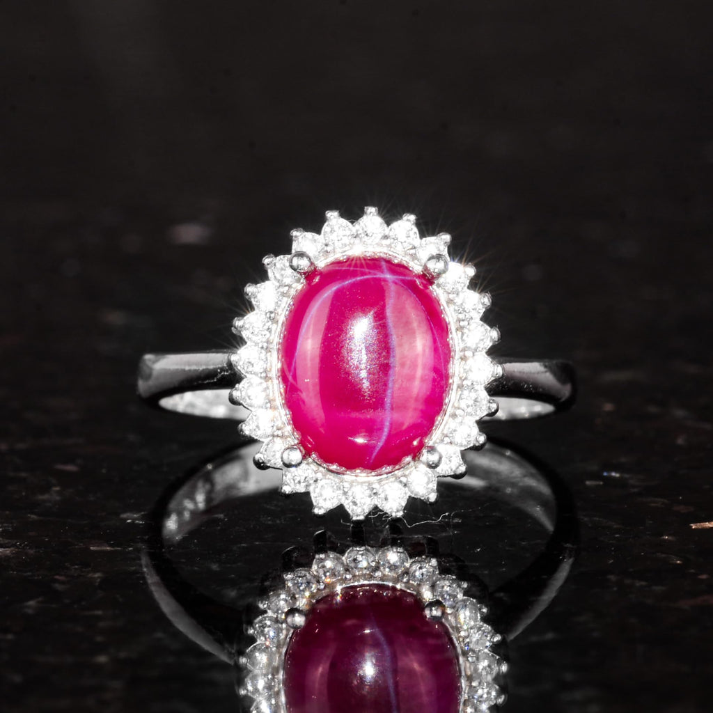Silver Women's Ring - Natural Star Ruby — 4