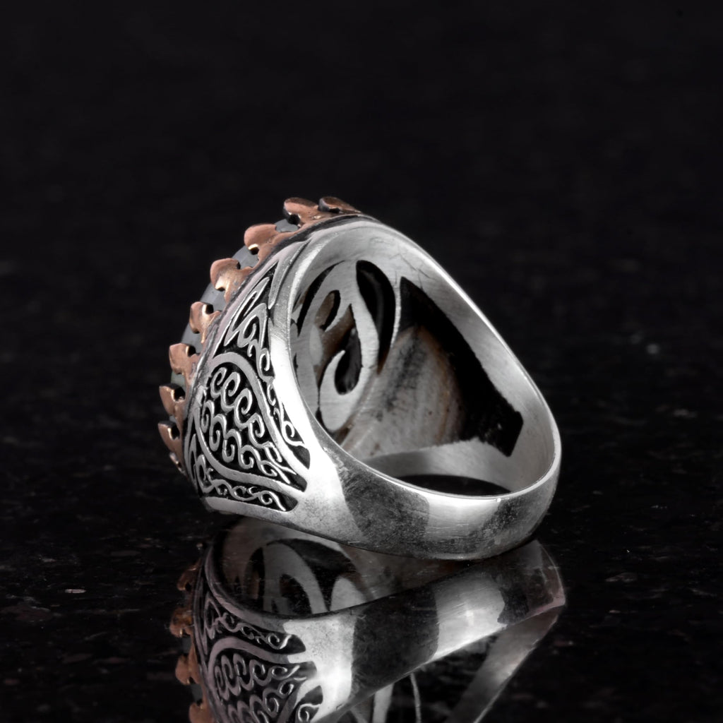 925 Sterling Silver Men's Ring - Natural Aquamarine Stone — 5