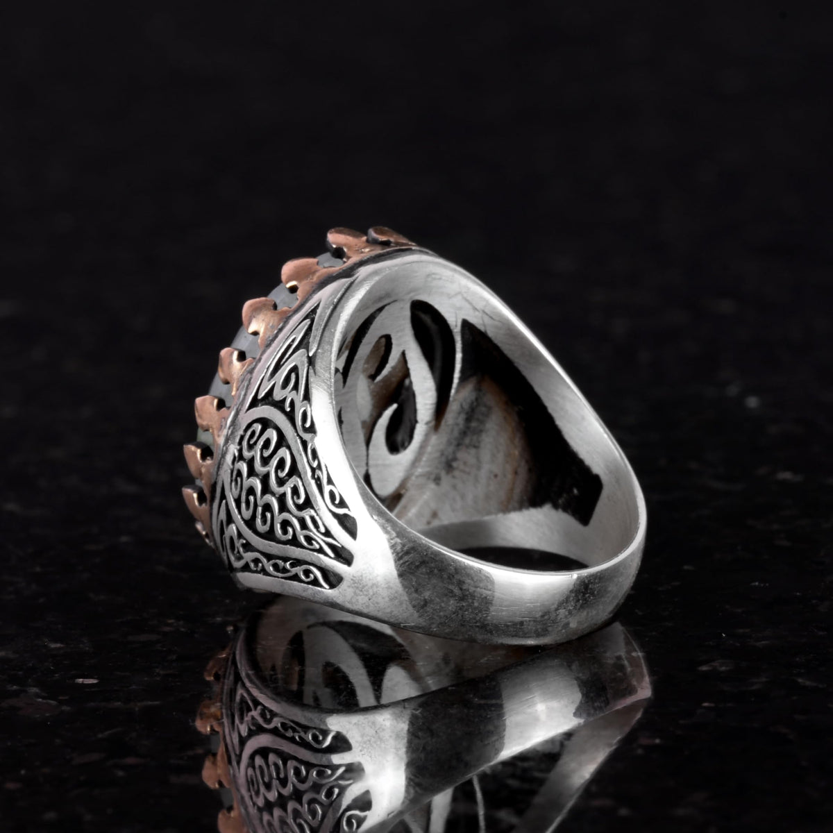 925 Sterling Silver Men's Ring - Natural Aquamarine Stone — 5