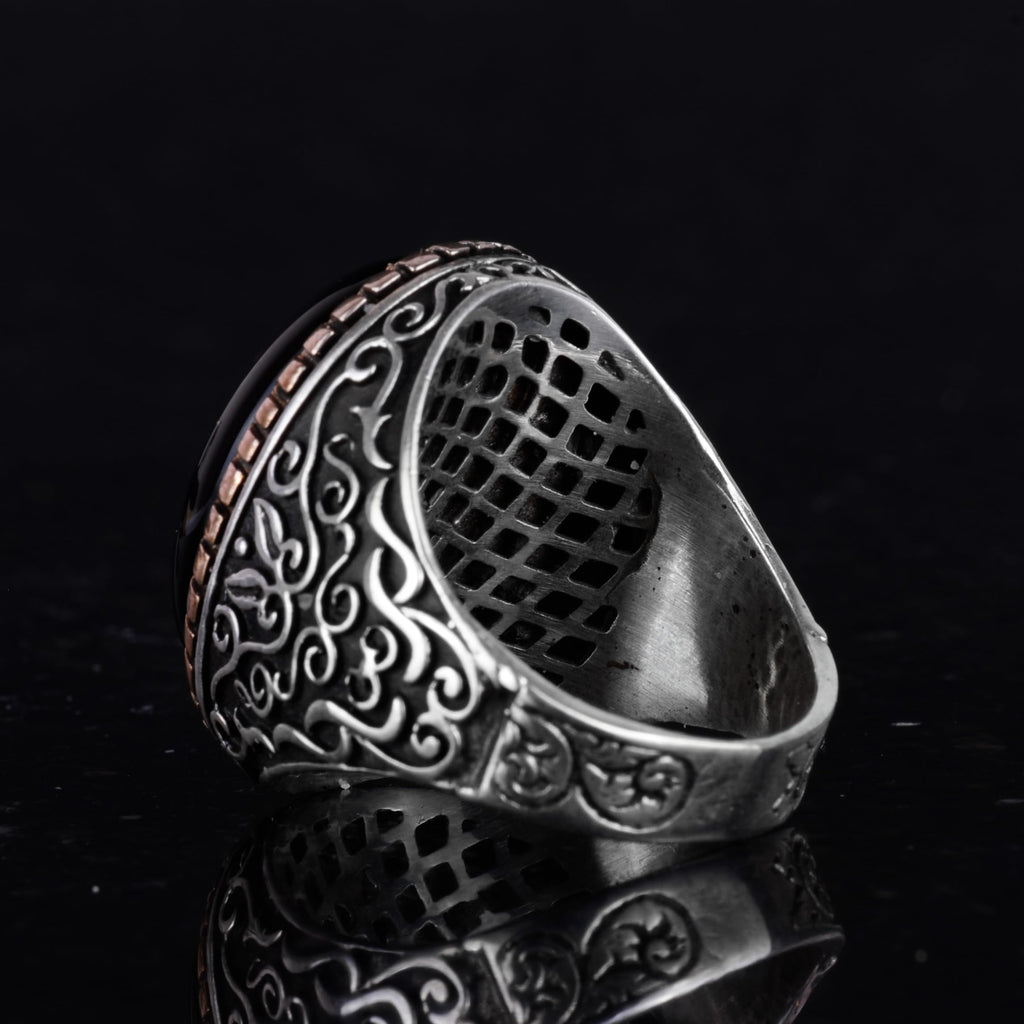 925 Sterling Silver Men's Ring, with Natural Onyx Stone — 7