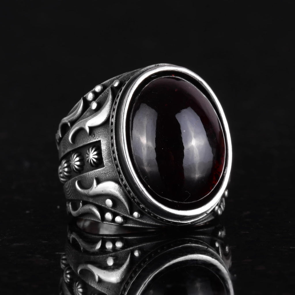 925 Sterling Silver Natural Garnet Stone Ring — 4