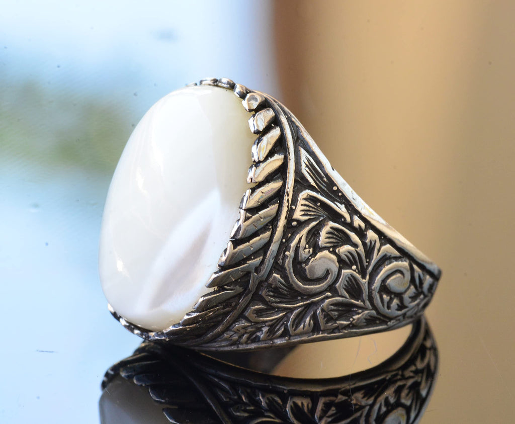 925 Sterling Silver Ring - Ring with Natural Pearl Stone — 4