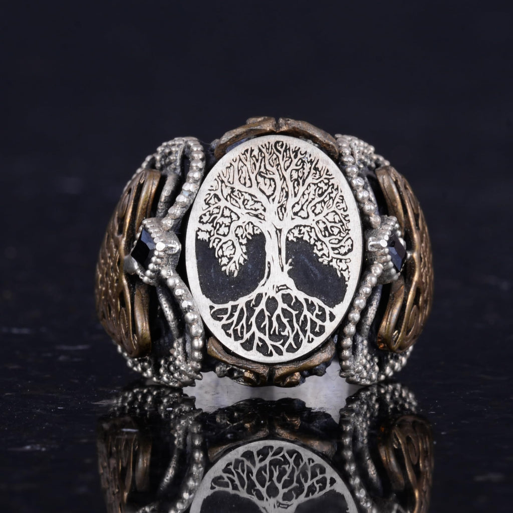 Silver Patterned Ring, Emblem - Cultural Design (Yggdrasil Tree of Life) — 5