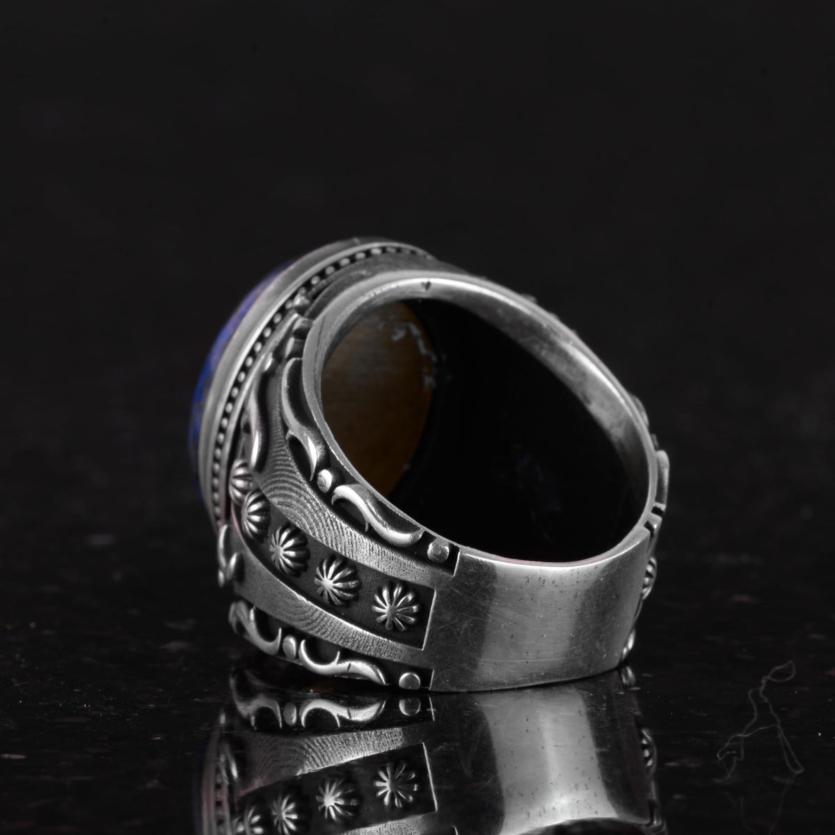 925 Sterling Silver Men's Ring, Natural Lapis Lazuli Stone, Wisdom and Truth Design — 7