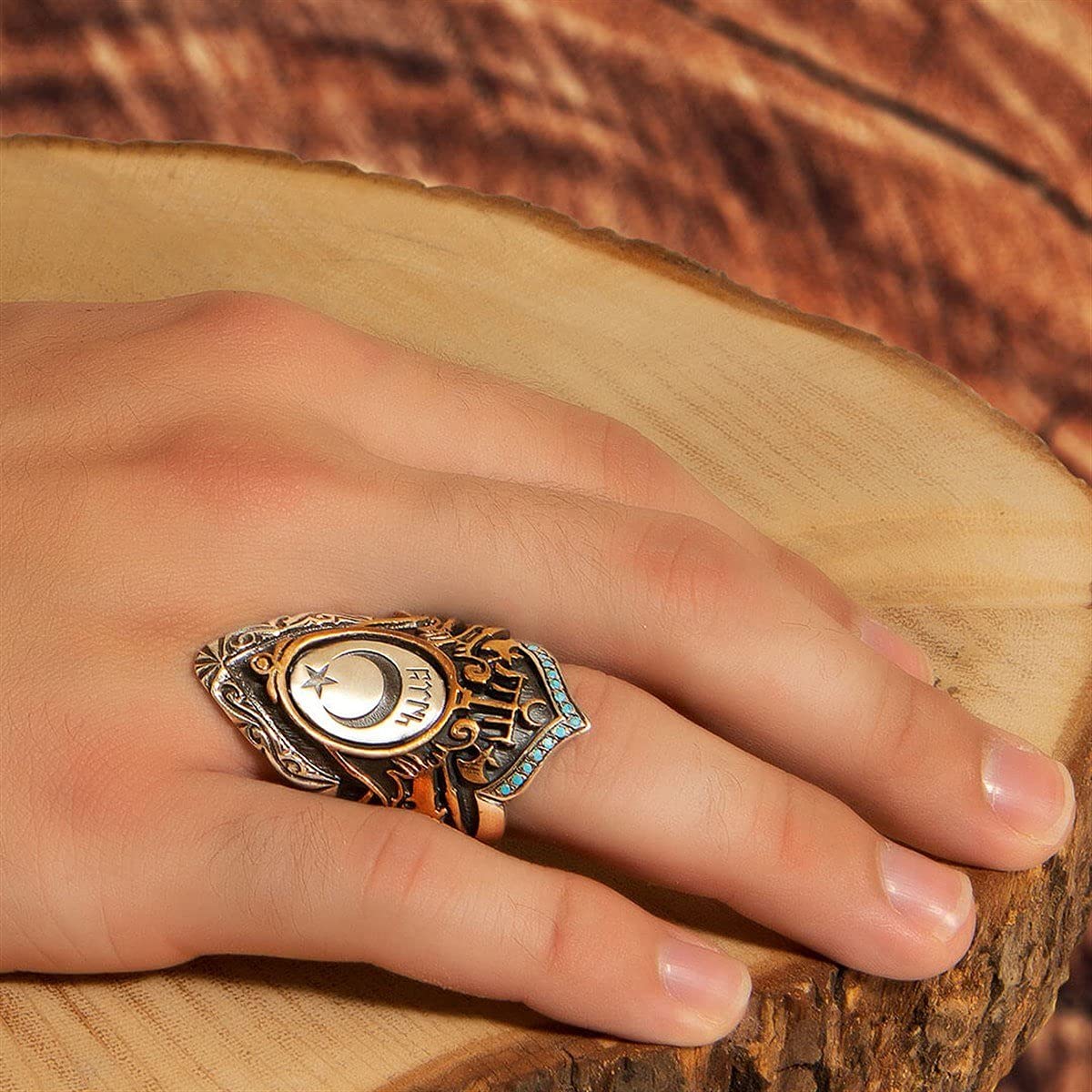 Archer Ring, Thumb Ring, Silver Men's Byzantine Ring — 5